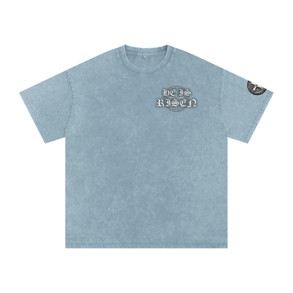 "HE IS RISEN" Snow Washed Oversized Cotton T-Shirt