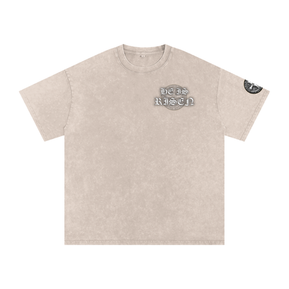 "HE IS RISEN" Snow Washed Oversized Cotton T-Shirt
