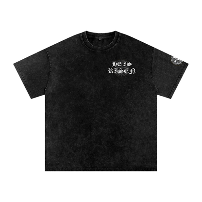 "HE IS RISEN" Snow Washed Oversized Cotton T-Shirt