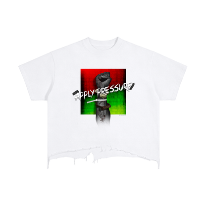 "APPLY PRESSURE" Vintage Distressed Hem T-Shirt