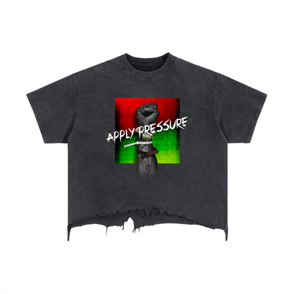 "APPLY PRESSURE" Vintage Distressed Hem T-Shirt